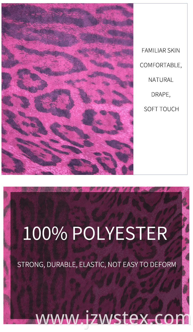 100% Polyster printed chiffon fabricLeopard grain print fabric animal printed